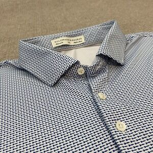 Holderness & Bourne Polo Shirt Mens 3XL Blue Geometric Tenaska Logo Golf Stretch